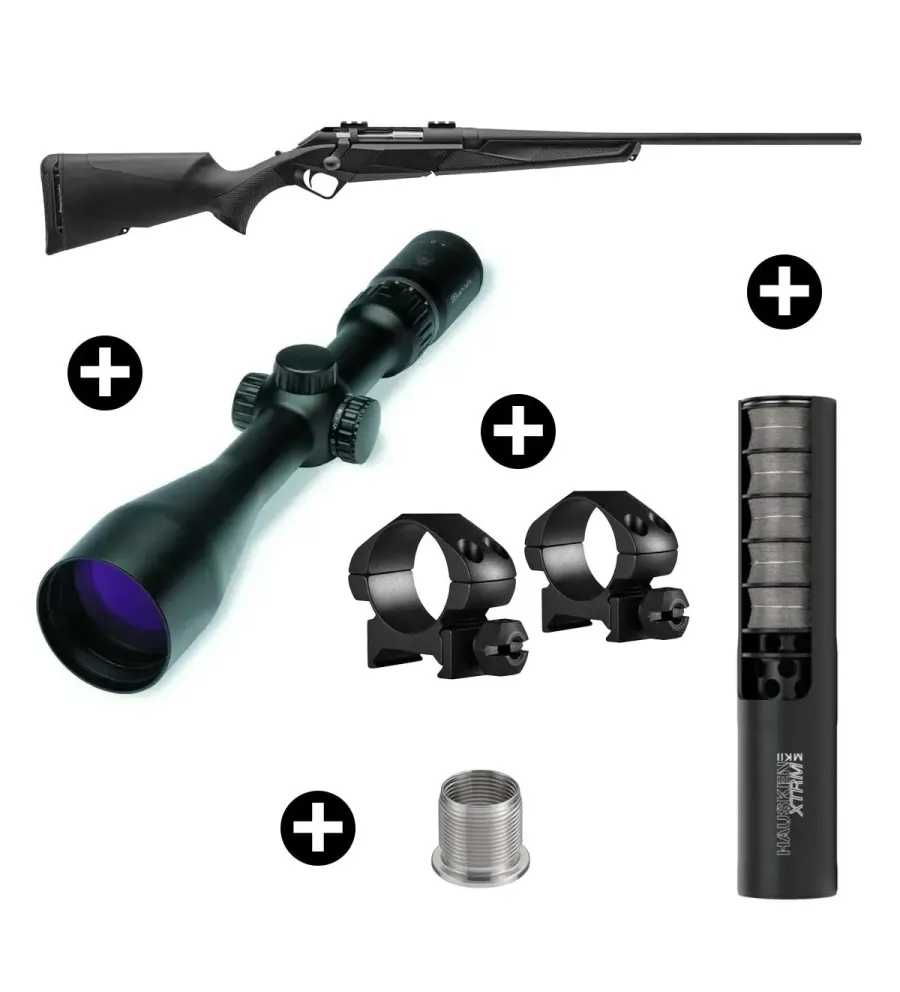 Pack affût Benelli Lupo Best + Lunette Burris Four XE 3-12x56 + Modérateur Hausken JD224 Lite MK2