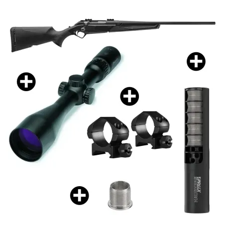 Pack affût Benelli Lupo Bois + Lunette Burris Four XE 3-12x56 + Modérateur Hausken JD224 Lite MK2