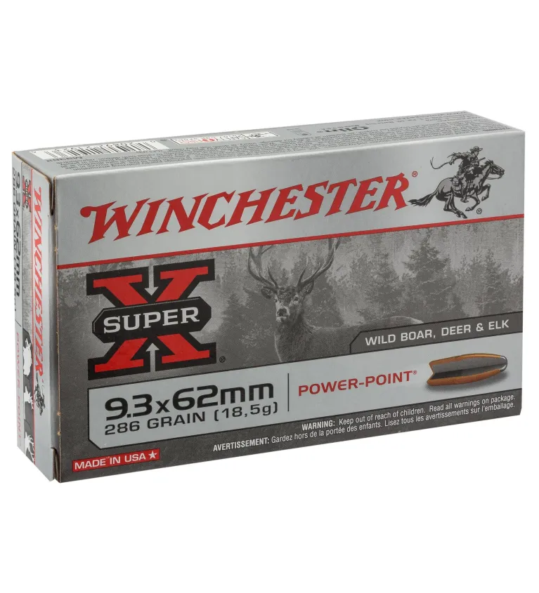 Balles Winchester 9,3x62 - Super-X Power Point 286 gr