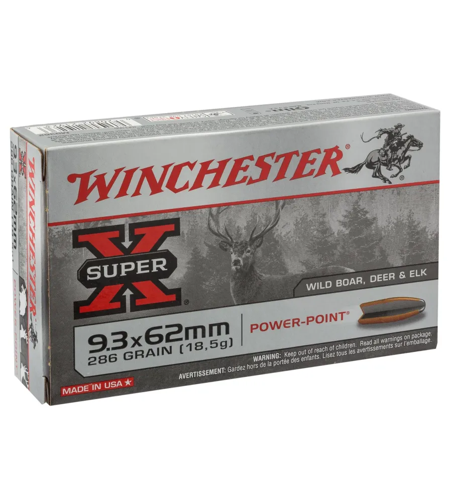 Balles Winchester 9,3x62 - Super-X Power Point 286 gr