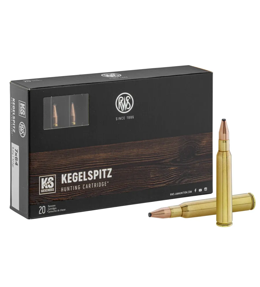 Balles RWS 7x64 - KS Pointe Conique 162 gr 