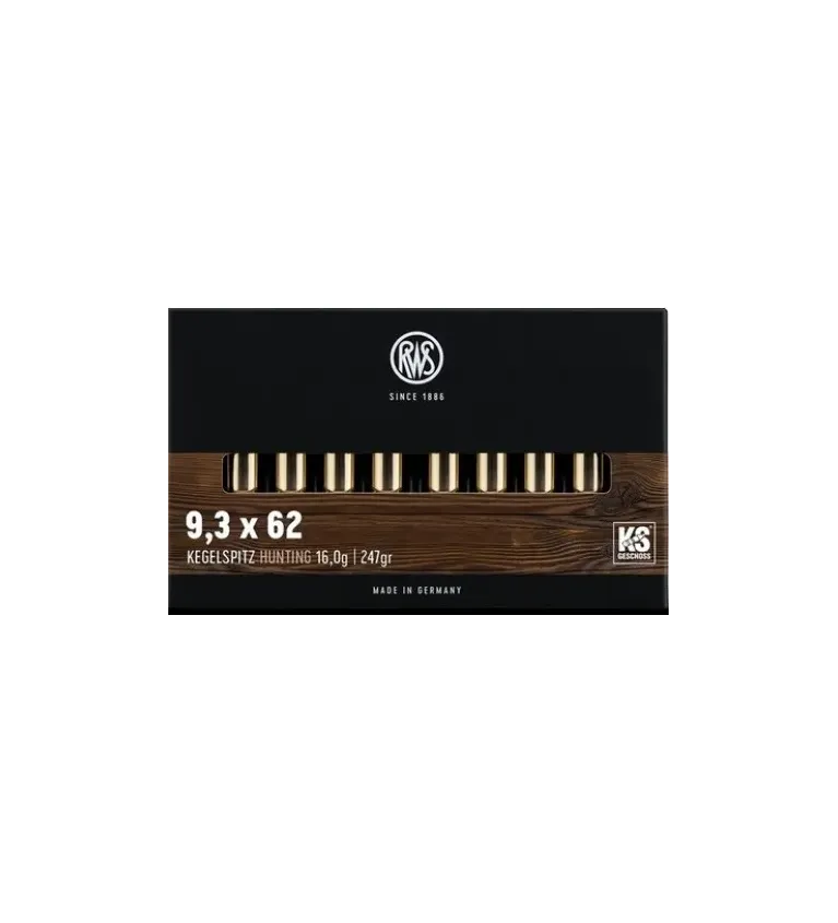 Balles RWS 9,3x62 - KS Pointe Conique 247 gr