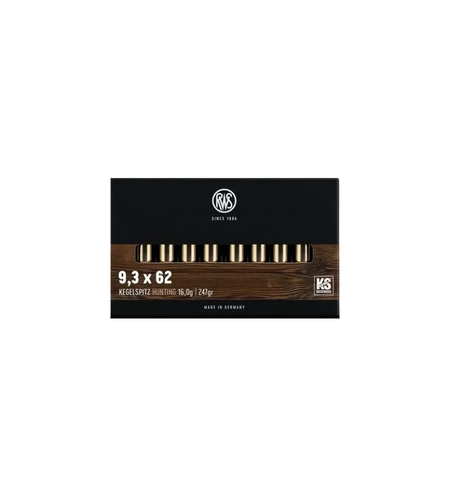 Balles RWS 9,3x62 - KS Pointe Conique 247 gr