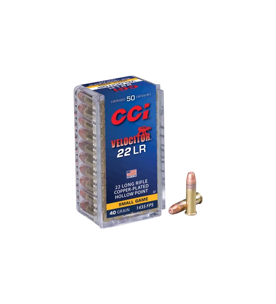 Balles 22 LR CCI Velocitor Copper Plated Hollow Point - 40 gr 