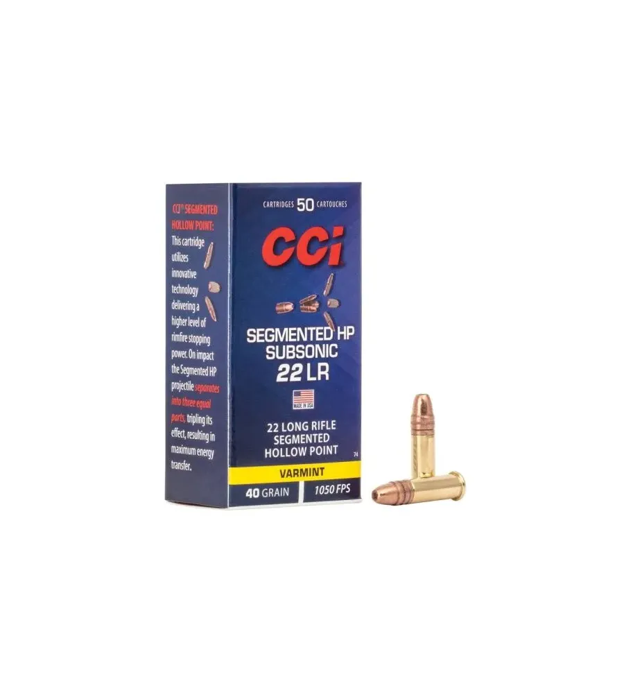 Balles 22 LR CCI Subsonic Segmented HP - 40 gr 