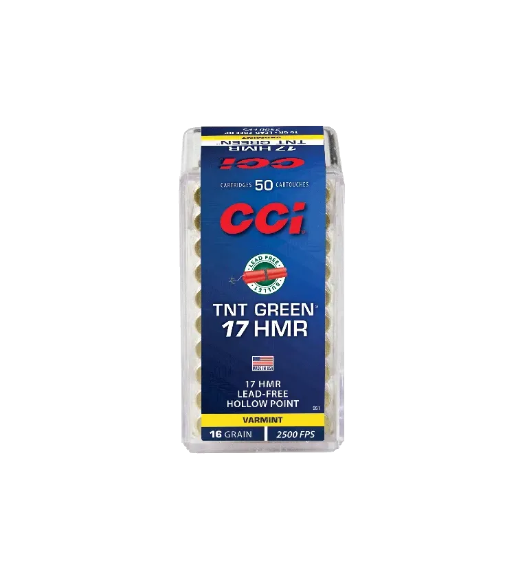 Balles CCI TNT Green - Cal. 17 HMR - 16 gr 