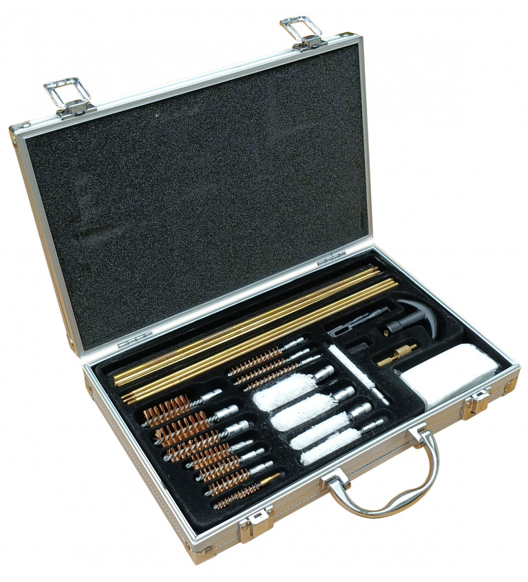 Coffret de nettoyage pour canons armes d'épaule et de poings (34 pièces) 