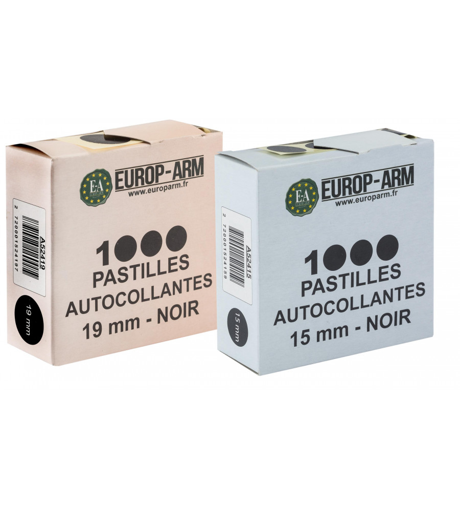 Pastilles autocollantes noires diam. 15 ou 19 mm Pastilles autocollantes noires diam. 15 ou 19 mm